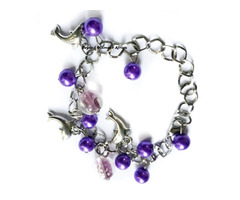 Womens Purple beaded chain anklet