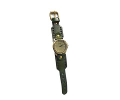 Mens Green Leather chronograph watch