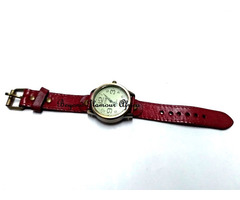 Unisex Red Leather classic watch
