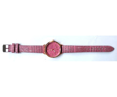 Womens Pink glitter leather watch - 2