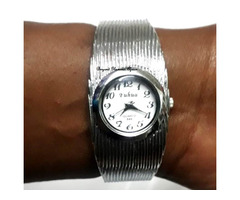 Womens Silver bangle cuff watch
