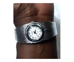 Womens Silver bangle cuff watch