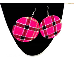 Womens Pink maasai shuka earrings