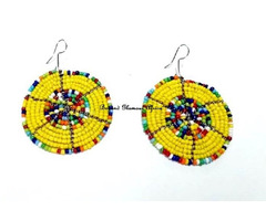 Womens Yellow Beaded maasai earrings - 1