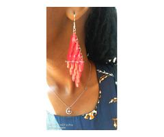 Womens Red chandelier earrings