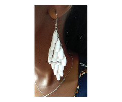 Womens White crystal Chandelier earrings - 1