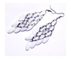 Womens White crystal Chandelier earrings - 2