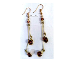 Womens Brass and crystal earrings