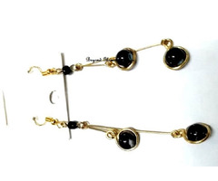 Womens Black Crystal Brass earrings - 1