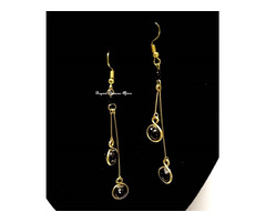 Womens Black Crystal Brass earrings - 2