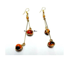 Womens Brown Crystal Brass earrings - 1
