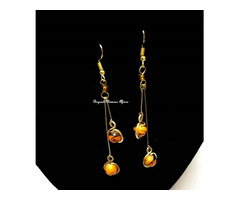 Womens Brown Crystal Brass earrings