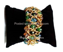 Womens Green Crystal chain bracelet - 1