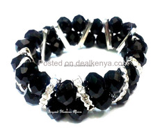 Womens Black Crystal Double strand bracelet