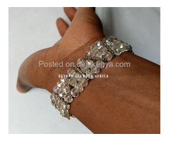 Womens White Crystal Trple Bracelet