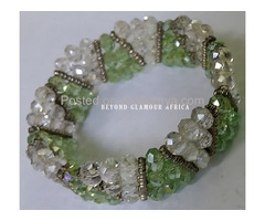 Womens Green Triple strand crystal bracelet