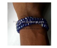 Womens Blue Crystal Spiral Bracelet