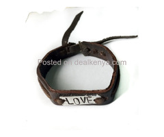 Brown Leather Love Bracelet - 1