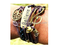 purple Leather Believe bracelet