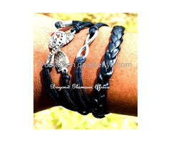 Black Owl Leather bracelet