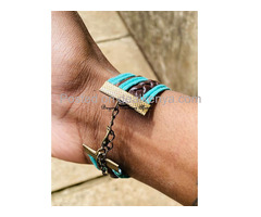 Teal Multilayered leather bracelet