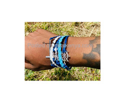 Blue Multilayered Leather bracelet