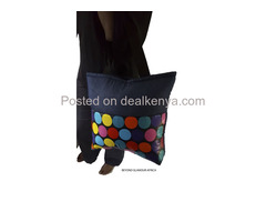 Womens Denim multicolor polka handbag
