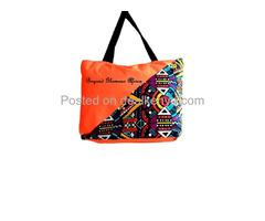 Womens Orange ankara canvas bag - 1