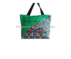 Womens Green Ankara Canvas Bag - 1