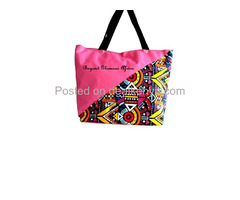 Womens Pink Ankara Canvas Bag - 1