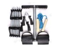 4-Way Training Set Comprising Tummy trimmer, Chest Expander, Skipping Rope& Hand grips