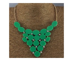 Gold Plated Green Pedant women Necklaces - 1