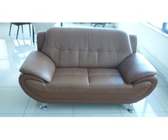 Faux Leather Sofa - Light Brown
