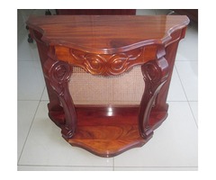 Decorative hand-carved wood console