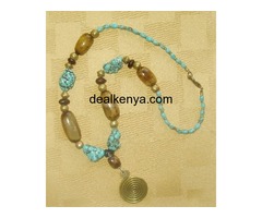 African Turquoise and Bone Necklace