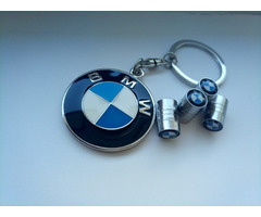 Branded Car styling Car Wheel Tire Valves (4pcs) + Key Chain - 2