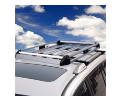 50" x 38" Aluminum Car Roof Cargo Carrier Luggage Basket Rack Top w/Crossbars - 1