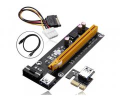 PCI-E 1x to 16x Mining Machine Enhanced Riser Card Adapter with USB 3 and SATA Power Cable - 1