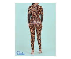 Fashion Zip-up Tight Stretch leopard Jumpsuits - 3