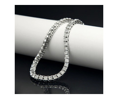 Fashion High Quality Premium Silver Iced Out Tennis Chain- 1 Row Necklaces