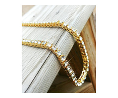 Fashion High Quality Premium Gold Iced Out Tennis Chain- 1 Row Necklaces